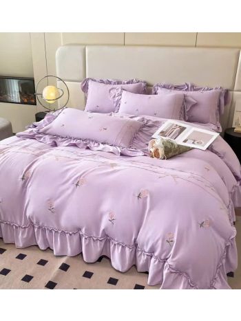 Bộ Đồ Giường Ren Thêu Hoa Hồng - B2505240603